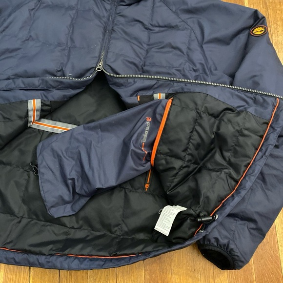 Timberland Weargear Jacket Duck Down Puffer Full Zip Navy Blue Mens Large Flaw - Picture 8 of 16